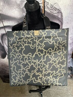 Tous Black and Cream Laptop Tote Bag